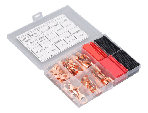 Conector Terminal, 80 Piezas, Cable De Batería De Cobre Rojo
