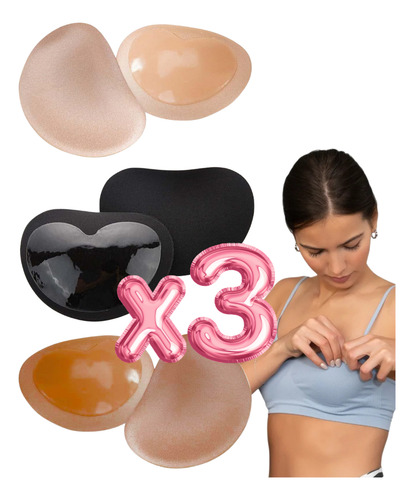 3 Par Copas Almohadillas Push Up Levanta Traje De Baño