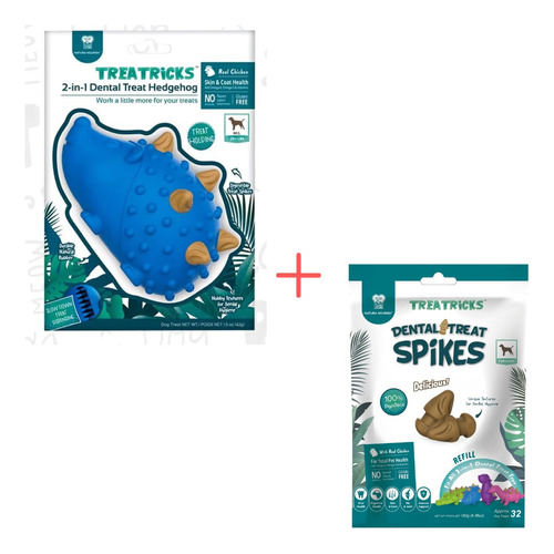 Pack Juguete Perro Treatricks Erizo + Dental Spikes Natura