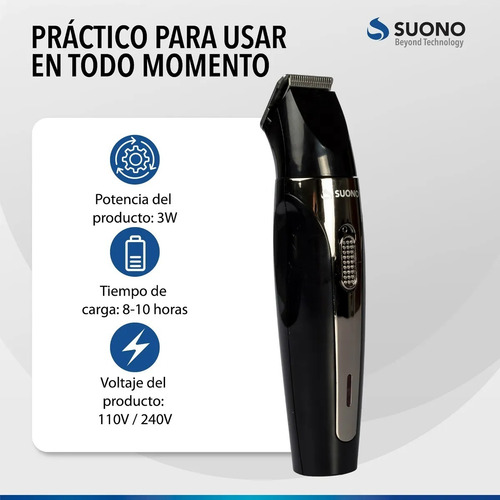 Imagen 4 de 7 de Maquina De Cortar Pelo Suono 3w Afeitadora Inalambrica