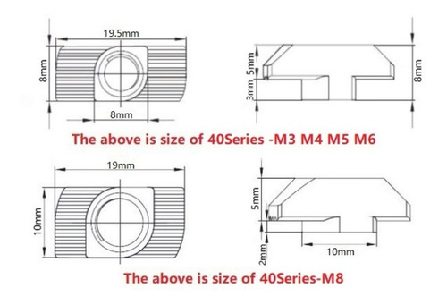 Imagen 3 de 5 de Tuerca Girar Martillo T M6 Perfil 4040 Y 4080 Tnut X 10 U