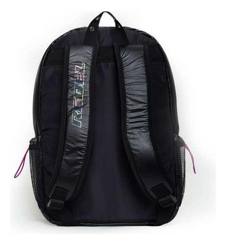 Mochila Escolar Infantil Estampada Corazon Viaje Color Negro Diseño De La Tela Liso