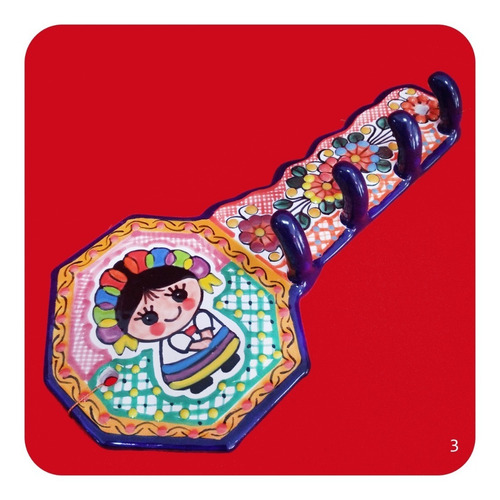 Imagen 5 de 10 de Porta Llaves De Talavera Poblana Perchero Color 27 Cm Prl