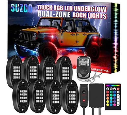 Suzco 8pods Truck Rgb Led Rock Underglow Lights Kit, 128-led