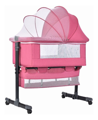 Minicuna apto colecho Dreamspace C968 con diseño de lisa color rosa