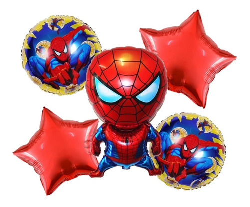 Globos Metalizados Spiderman Hombre Araña 5 Piezas 