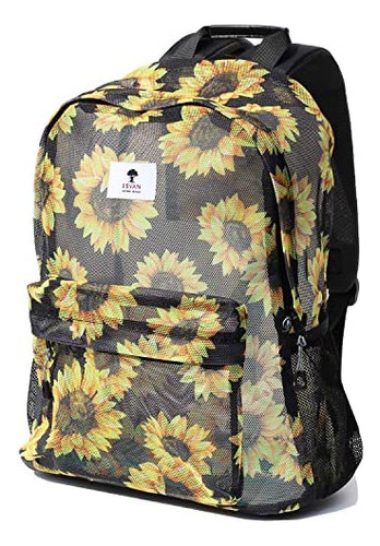 Mochila De Malla Con Estampado Esvan, Mochila Semitransparen