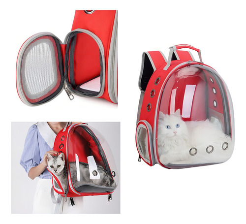 Mochila para mascotas con vista panorámica para perros, gatos y perros de hasta 6 kg, color rosa