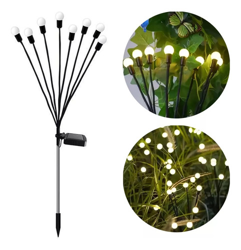 Luces Led Para Jardin X 8 Luciernagas Con Panel Solar