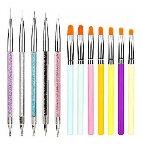 Waldd 12 Piezas Nail Art Liner Brushes Uv Gel Nail Brush Bru