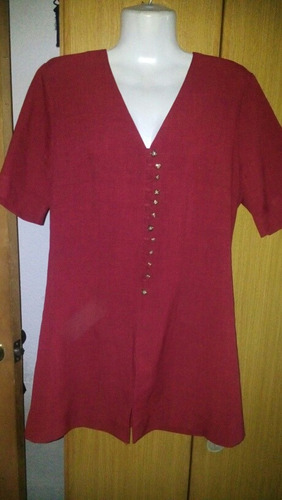 Vestido O Chaquetita Entallado Dama Lino Rojo Talle M Divino