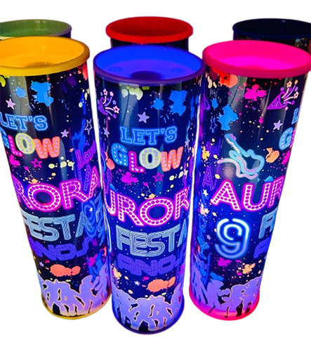30 Lembrancinha Festa Neon Balada Luminaria Led Abajur Brind