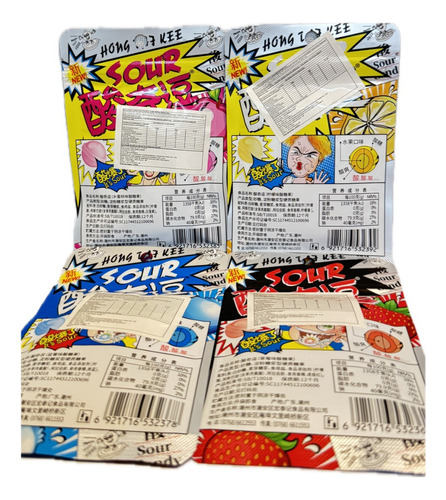4 Balas Sour Super Azeda Sabores Importado Asia