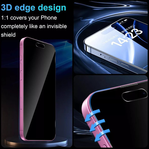 Funda Case Magsafe Correa + 2 Micas Privacidad Para Iphone Violeta Oscuro Iphone 13 Pro