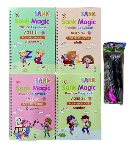 Imagen 5 de 9 de Libro Mágico De Caligrafía Magic Copybook Set Sank Con Lápiz