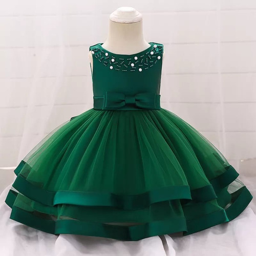 Vestido De Bebé De Fiesta Mini-mi Modelo Pía Verde