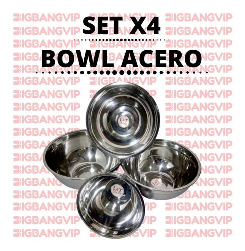 Set X4 Bowl Cocina Acero Batidor Reforzado Reposteria