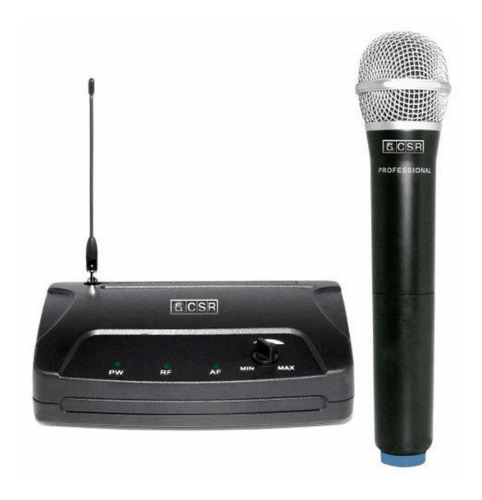 Microfone De Mão Sem Fio Profissional Vhf - Csr 104h Cor Preto