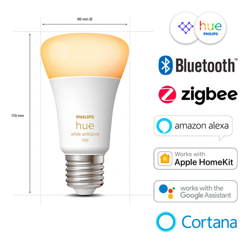 Imagen 3 de 5 de Ampolleta Led Inteligente Philips Hue E27 5w Fria & Calida