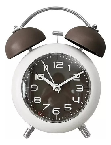 Reloj Despertador Modelo Campana Con Luz Silencioso Marrón