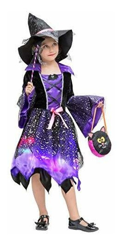 Eozy Girls Light Up Witch Costume Set Halloween Cosplay Part