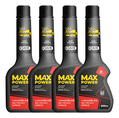 Kit 4 Bardahl Max Power 200ml Aditivo Gasolina