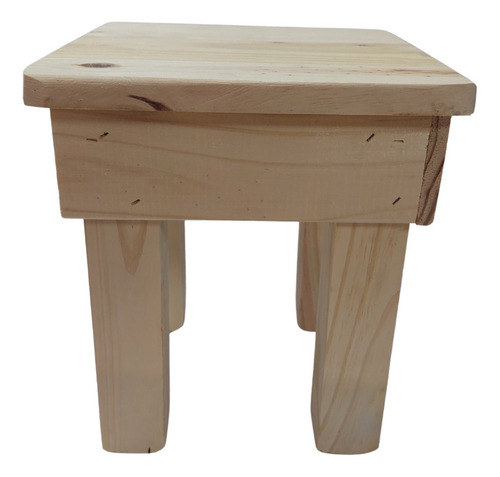 Banco Pequeño 27cm Taburete Silla Madera Pino Natural Lijado Y Lustrado Beige
