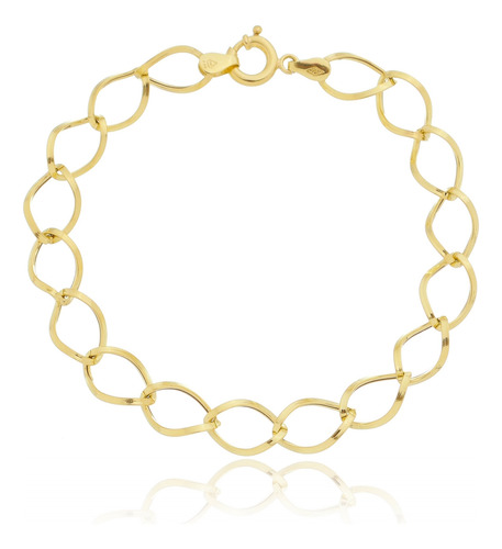 Colar Corrente Oval Grande Feminina 45cm 8,8mm Ouro 18k 750