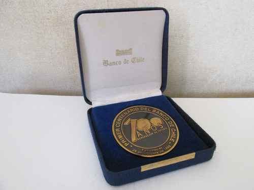 Antigua Medalla 100 Años Banco De Chile Muy Escasa Año 1993