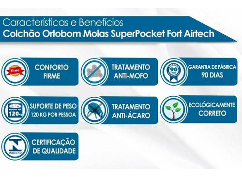 Colchão Casal Molas Ensacadas Superpocket Airtech Spring Ort
