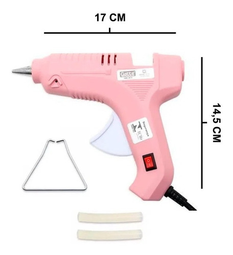 Pistola De Cola Quente Bivolt Profissional 40w Com Botão Liga Desliga Cor Rosa Voltagem 40w