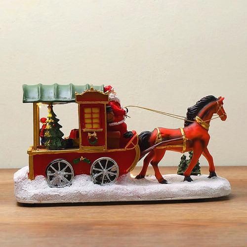 Papai Noel De 11 Polegadas Com Carruagem Puxada A Cavalo