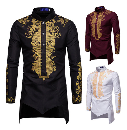 Jersey Largo Africano Para Hombre, Bata De Vestir, Camisas A