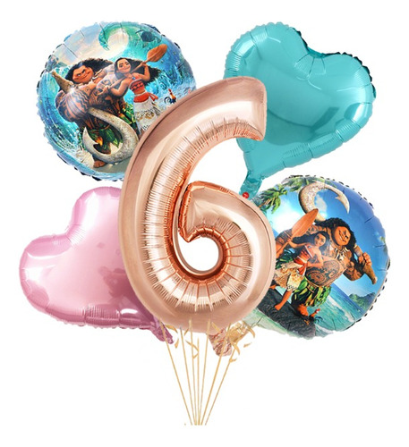 Globos Metalizado De Moana  Pack 