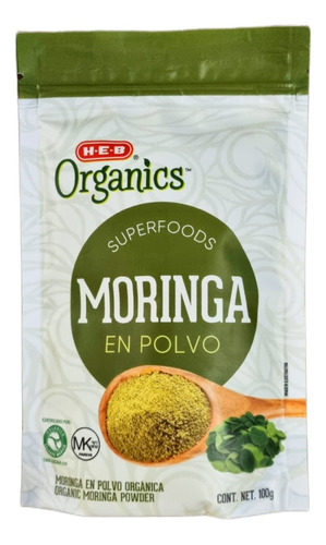 Heb Organics Moringa En Polvo 100 Gramos Pouch Resellable