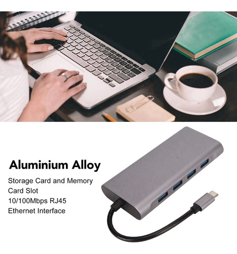 Adaptador Usb C Hub Con 4k Hd, Vga, Usb 3.0, Rj45 Ethern De