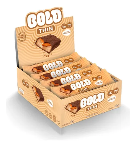12 Bold Thin Caramelo E Amendoim Barra Proteína Zero 40g