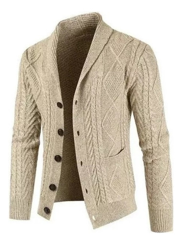 Chaqueta De Tricô Cardigan C Con Solapa Masculina