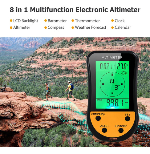 Altímetro Digital Eletrônico 8 Em 1 Lcd Multifunções