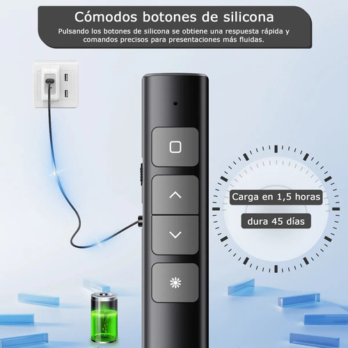 Apuntador Presentador Láser Inalámbric Remoto Usb Recargable