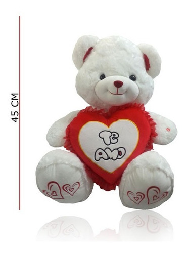 Peluche Oso Blanco, Huella Bordada Luz Y Sonido 45cm 