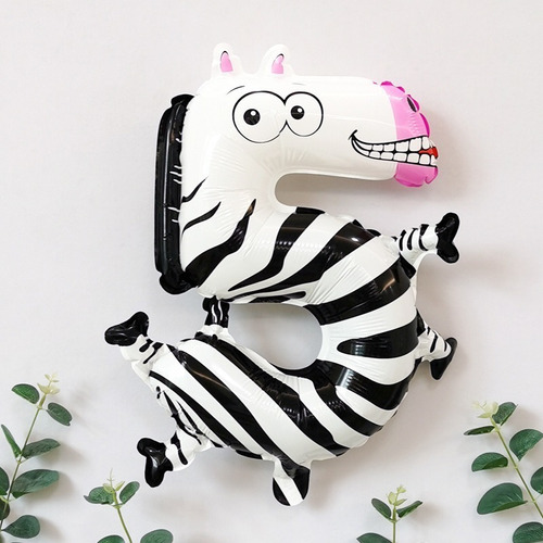 Imagen 8 de 10 de Set Globo Forma De Numero Diseño Animales 10 Numeros (todos)