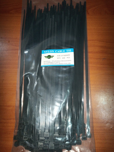  Tirra Cinta Amarre Plasticos Fino Negro 30 Cm...6x300mm...