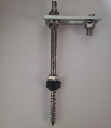 10 Haste Solar M10x250 Madeira Com Suporte Reto E Fixador