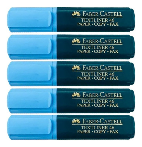 Pack X5 Resaltador Faber Castell 46/48 Celeste Flúo
