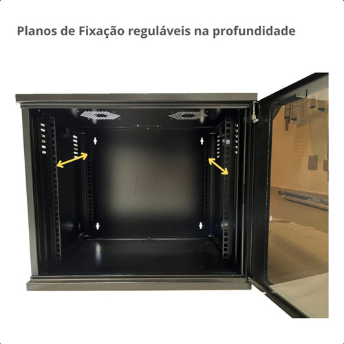 Mini Rack De Parede 12u X 470mm Padrão 19 Desmontável Preto
