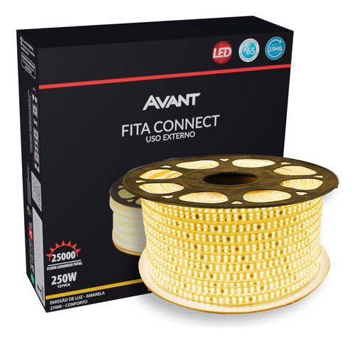 Fita De Led Ip65 15wm 50 Metros Tensão Direta 2700kca Luz Branco-quente