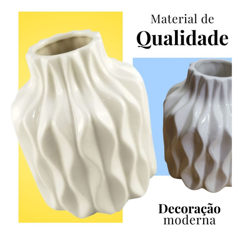 Vaso De Ceramica Branco Com Desenhos Em Textura - Btc Zq3026