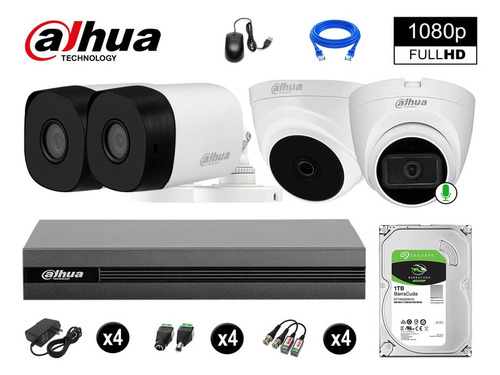 Cámaras Seguridad Kit 4 Dahua Full Hd 1tb 1 Cámara Con Audio