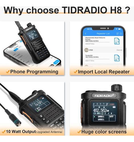 Tidradio Td-h8 - Radios De Mano Tidradio Td-h8 De 10 Vatios,